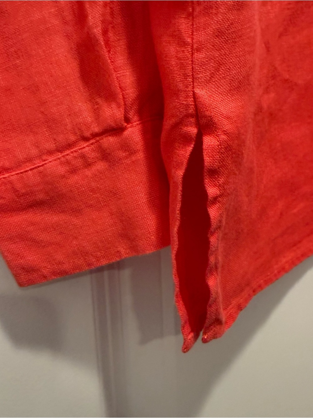 Talbots Bright Red Button-Front Linen Blend Shirt - Picture 3 of 6